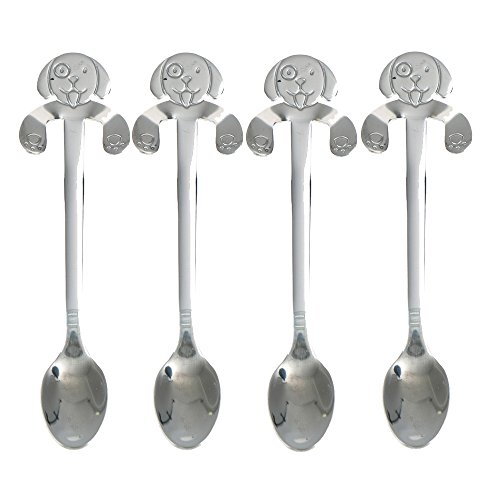 Haishell 4 Pcs Cat Coffee Spoon Stainless Steel Dog Dessert Spoon Drink Spoons Mixing Spoon Milkshake Spoon Tableware Kitchen Supplies,Silver