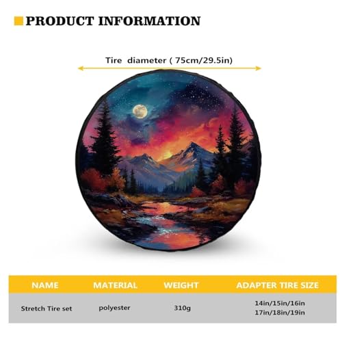 Image of Pensura Spare Tire Cover Scenery Printing Wheel Protectors Waterproof Dust-Proof Universal 14-19 Inch Wheel Camper Spare Tire Cover for Trailer SUV Truck Camper Travel