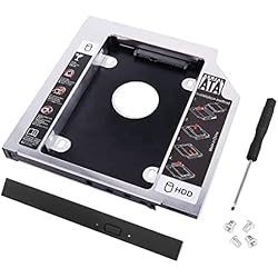 YAODHAOD Adaptador óptica,CD a SSD HDD Caddy de 12,7 mm / 9.5mm, SATA de 3,5 Pulgadas y 2,5 Pulgadas, Compatible con DELL HP Lenovo ThinkPad Acer ASUS Sony Laptop (9,5mm Aluminio)