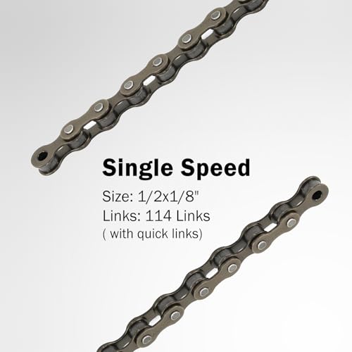 Hycline Bike Chain Single Speed,Bicycle Chain 1/2x1/8 Inch,Special Steel for Road Mountain Racing Cycling (114 Links)