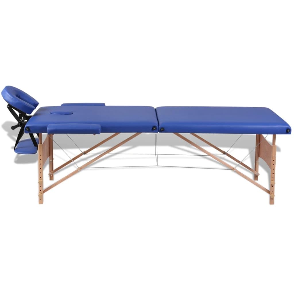 Generisch Massageliege Klappbar 2-Zonen mit Holzgestell Blau,Gesundheit & Schönheit,Körperpflege,Massage & Entspannung,Massagetische,14.9KG,110075