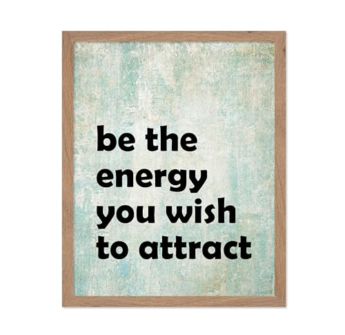 Poster Master Law of Attraction Poster - Be The Energy You Wish To Attract Print - Manifest Art - Inspiring Gift for Him, Her - Minimal Decor for Bedroom, Living Room, Office, 8x10 Beige Framed