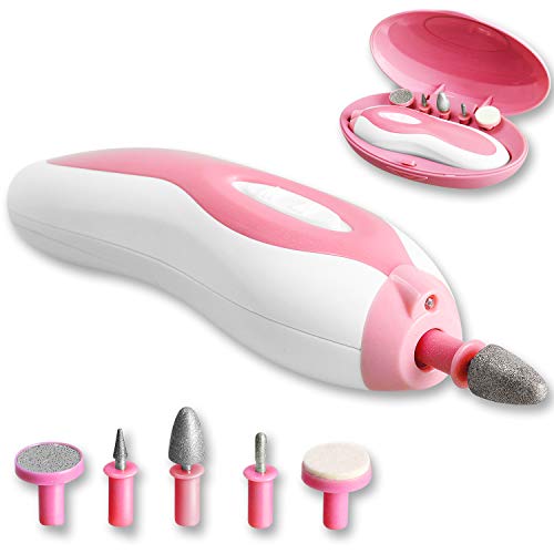 Pedicure Sets Manicure Tools Nail Care Nail File Electric Electric Pedicure Kit Nail Drill Cordless Nail Drill For Adult Woman Man Finger Foot （2AA Batteries Not Included）Rose