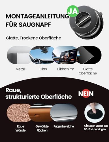 Lamicall Magnetische Handyhalterung Auto für Magsafe Autohalterung - [Vakuum Saugnapf & 24X Magnet] Mag Safehalterung Auto Handy Halterung, 360° Drehbar KFZ Halter für iPhone 17 16 15 14 13 12 Pro Max