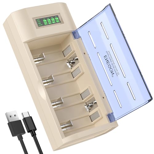 ENEGON Chargeur de Batterie à 4 emplacements avec Affichage LED