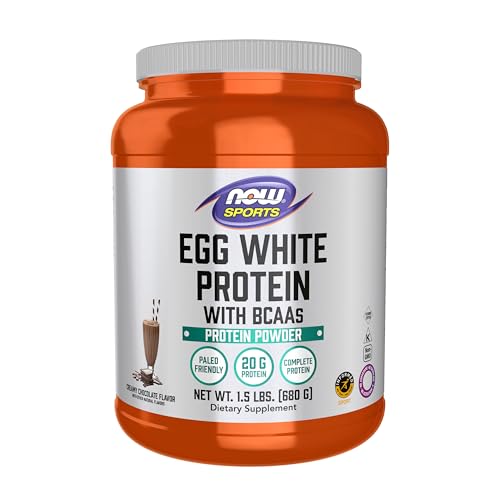 NOW Foods Sports Nutrition Egg White Protein 20 g With BCAAs Creamy Chocolate Powder 1.5-Pound