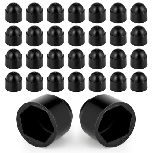 Giantree 30 Stück Sechskant Schutzkappen M10, Kunststoffkappen für Schrauben, Schwarz für Möbel
