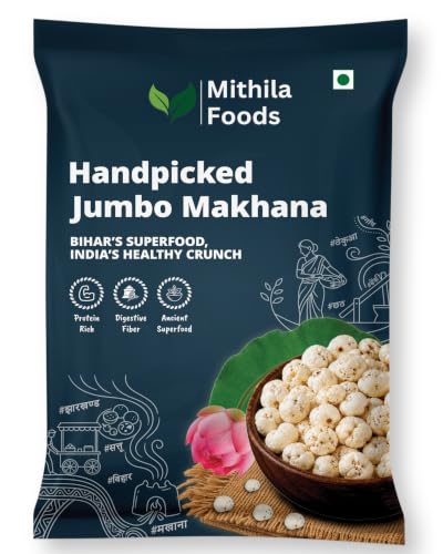 Image of MITHILA FOODS 200g Authentic Bihari Jumbo Hand-picked Phool Makhana | 100% Natural & Gluten-Free Foxnuts | High Protein, Low-Calorie Lotus Seeds | Perfect Healthy Snack | Traditional Taste from Bihar