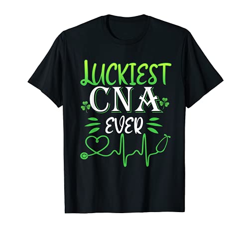 Luckiest CNA Nurse Ever Shamrock Top Hat Día de San Patricio Camiseta