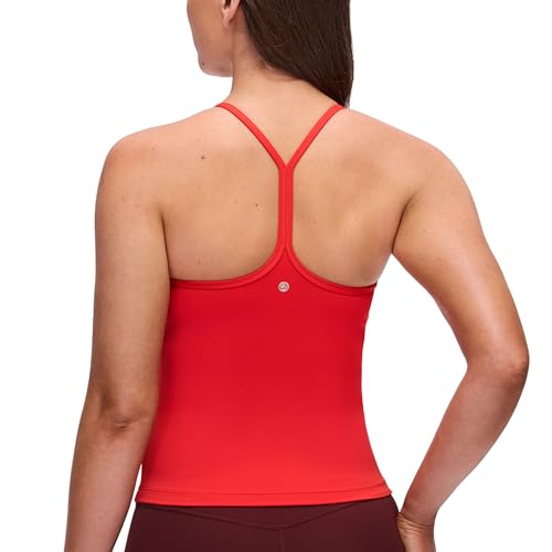 CRZ YOGA Butterluxe Racerback Tank Tops for Women - Scoop Neck Spaghetti Strap Padded Workout Camisole with Built in Bra
