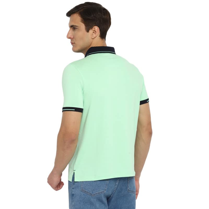 Image of Turtle Men Cotton Stretch White Plain Polo Neck Half Sleeve Casual T-Shirt