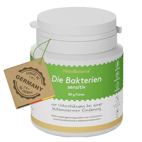 Histaminikus Die Bakterien sensitiv, 80g Pulver, Probiotika mit 8 verschiedene Bakterienstämme und L-Glutamin, veganes Nahrungsergänzungsmittel, ohne jegliche Zusatzstoffe, glutenfrei und histaminarm