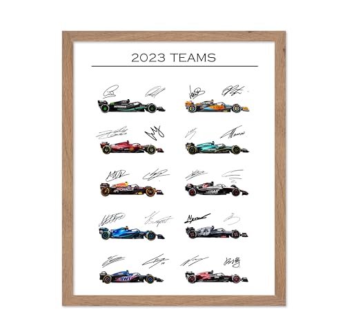Poster Master 2023 Car Racing Poster - Race Car Print - Sports Car Racing Art - Gift for Men, Women & Car Enthusiast - Great Wall Decor for Garage, Living Room or Office, 11x14 Beige Framed