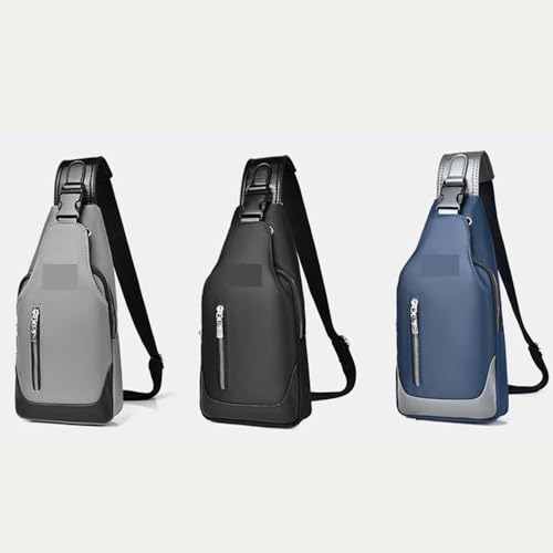 Crossbody Chest Bag Unisex Oxford Cloth Crossbody Bag Adjustable Shoulder Strap Headphone Jack Layered Travel Hiking Backpack3