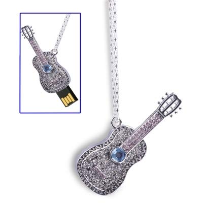 QGT USB Flash Drives Guitar Necklace Style USB 2.0 Flash Disk, 8GB (Silver)