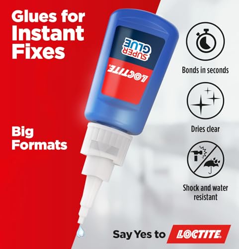 Image of Loctite XXL, Strong All Purpose Liquid Adhesive for Accurate Repairs, controlled application on hard to reach surfaces, bonds in seconds, waterproof, multi material, DIY, super glue, 20g*2
