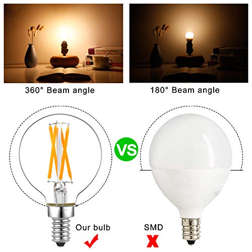 Image of LiteHistory G16.5 E12 Candelabra Bulb 40 watt,Warm Light Bulbs,2700K,6Pack