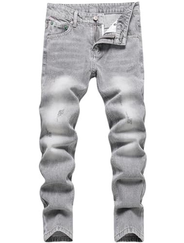 Boy's Ripped Jeans Stacked Skinny Fit Destroyed Distressed Fashion Comfy Denim Jeans Pants