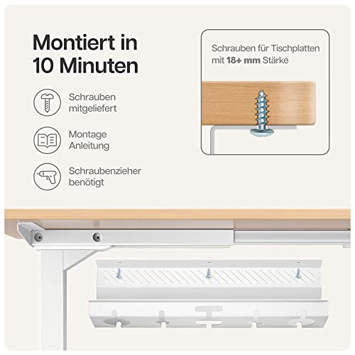 Desktronic Kabelkanal Schreibtisch Weiß 2er Set - Edelstahl Kabelmanagement Schreibtisch Kabelkanal mit 5 Kabelausschnitten - Einfach zu Installierender Kabel-Organizer - Kabelhalter