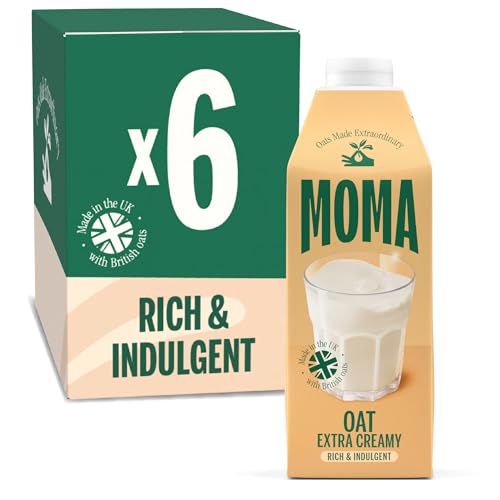MOMA - Extra Creamy Oat Drink - 750ml x 6 100% Plant-Based & Vegan Made with British Oats for Superior Indulgent Rich & Creamy Taste No Added Sugar - Enriched with Vitamins