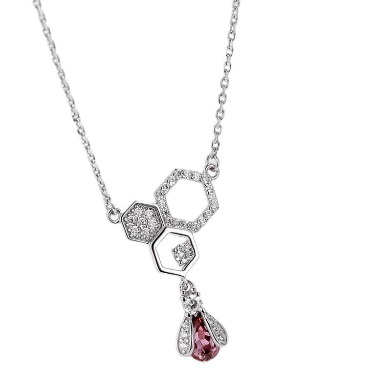 Collier petite abeille et pendentif miel en zircon creux pour femme