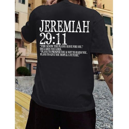 Christian Bible Verse Shirts for Men Jeremiah 29:11 Jesus God Religious Faith T Shirt Oversized Graphic Tees Tops 5