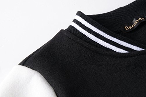 Women Varsity Baseball Jacket Casual Sweatshirt (6808 Black,US:L/Tag XXL)