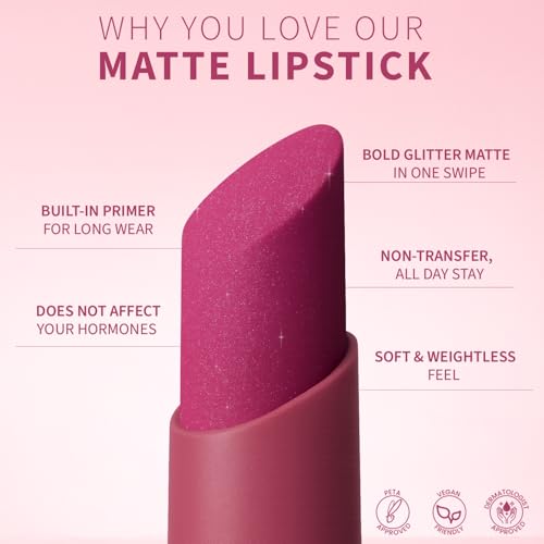 Image of TEEN TEEN Color Life Nontransfer Crayon Lipstick |Matte Finish with Built-in Primer |Waterproof & Long Lasting Lip Color |Smudge-Proof, Fade-Resistant Formula |Combo Color (Pink Berry, Coral Red)