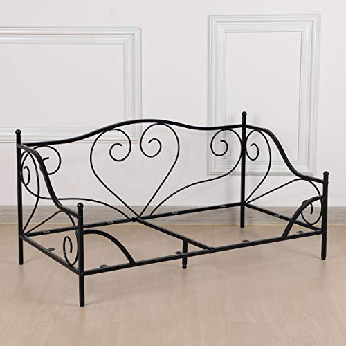 Pet Sofa Bed, Metal Frame Dog Bed Couch With Washable Plush Cushion For Medium Pet Sitting (Black) #TOP6