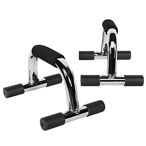 Parallettes Klein Cromado - Asas para flexiones (ligeras, desmontables, push-up, posición de mano, asiento en L, resistencia), color negro y cromo