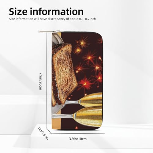 Toast To Your Birthday Leather Wallet For Women Girl, Zip Around Credit Card Holder Long Pu Wallet Clutch Purse Waterproof Travel Handbag3