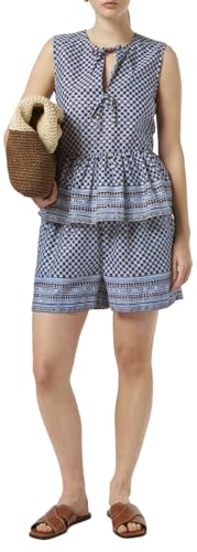 Scotch & Soda Printed Linen High-Rise Shorts, Pantalones Cortos Mujer, Block Print, S
