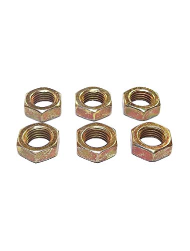 QS Components M8 X 1.25 Metric Steel Left Hand Jam Nut, Yellow Zinc Plated (6-Pack)