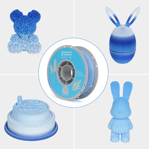 Image of TECSONAR Matte Rainbow 3D Printer Filament 1.75mm,Gradient PLA 1kg Spool (2.2lbs), Dimensional Accuracy + /- 0.02 mm Matte Blue White