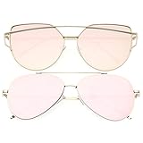 zeroUV - Mod Fashion Teardrop Rimless Mirror Flat Lens Metal Frame Aviator Sunglasses 58mm