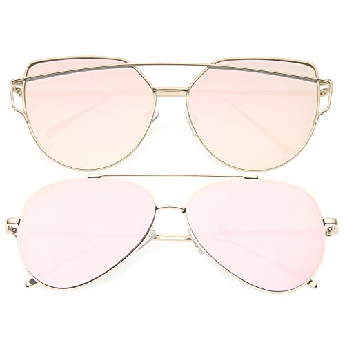 zeroUV Mirrored Oversized Aviator Sunglasses for Women with Flat Mirror Lens 58mm