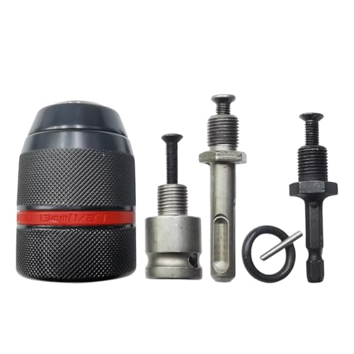 Portabrocas de sujeción rápida, pinzas de mandril eléctrico, adaptador de portabrocas de sujeción rápida, vástago hexagonal 1,5-13 mm 1/2-20 UNF, exterior: 43 mm, para taladros manuales (color negro)