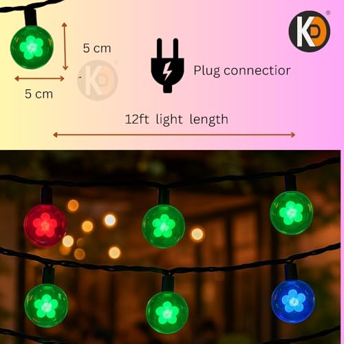 Image of K D 20 Flower Ball String led Light Multicolor String Lights -12ft String led Light for Diwali /Navratri /Christmas Indoor & Outdoor Decoration