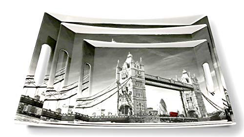 Image of Crystal by UPC Melamine Serving Tray, Set of 3 (Small, Medium and Large Size) Tray Ocean Series Tray