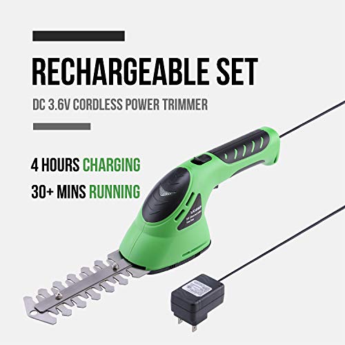 Lichamp 2-In-1 Electric Hand Held Grass Shear Hedge Trimmer Shrubbery Clipper Cordless Battery Powered Rechargeable For Garden And Lawn, Cgs-3602 Grass Green #TOP2