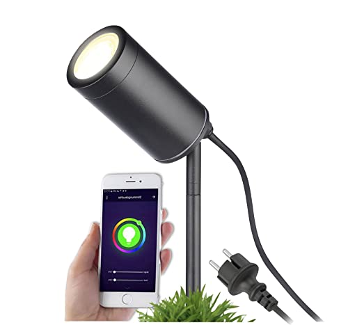 lambado® Smart LED Gartenstrahler RGB Wifi mit Erdspieß inkl. 5W GU10 -...