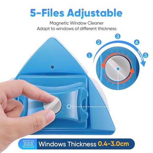 Ovshnrr Limpiador de Cristal de Doble Cara Limpiador de Ventana magnético 5 Archivos Cepillo de Limpieza Ajustable para con Grosor de 4-30 mm - imagen 3