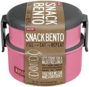 Russbe Lunch Systems, Reusable Round Double Stack Bento Box, 20 oz, Pink