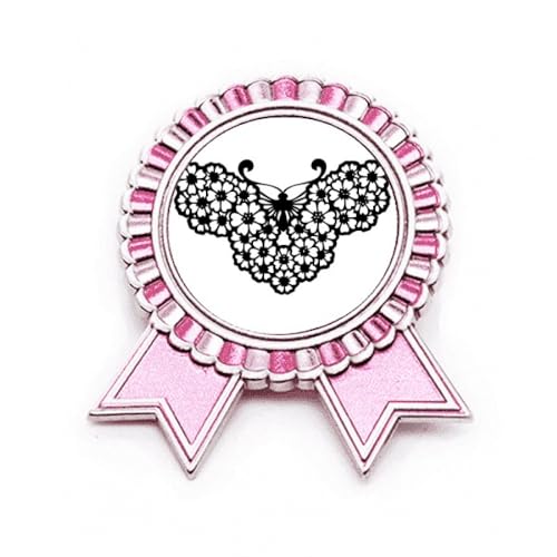 Broche ailes florales rose taille M en métal, bijou de poitrine rétro chic