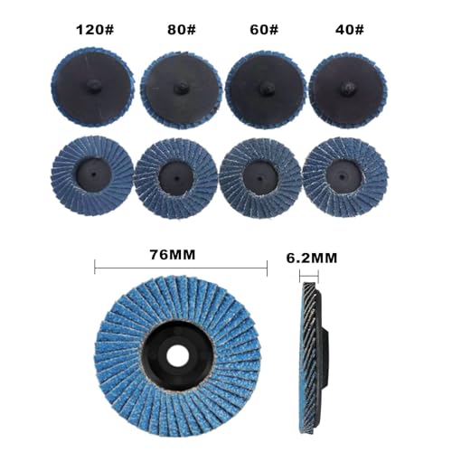 HAPPOW 12 Stück Fächerscheiben 76mm, Schleifscheiben für Winkelschleifer, 3 Zoll Fächerscheibe, Körnung 40/60/80/120, Fächerschleifer Set für 10,8-12V Winkelschleifer (Blau)