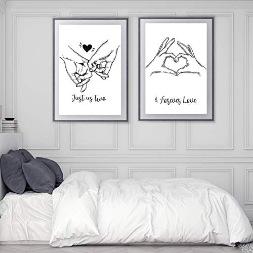 Affiche Nordique Amour Mains Toile Peinture Citation Salon Moderne