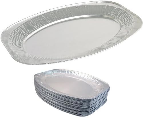 10 x 17″ Oval Silver Embossed Foil Food Platter / Tray / Dish (43cm)
