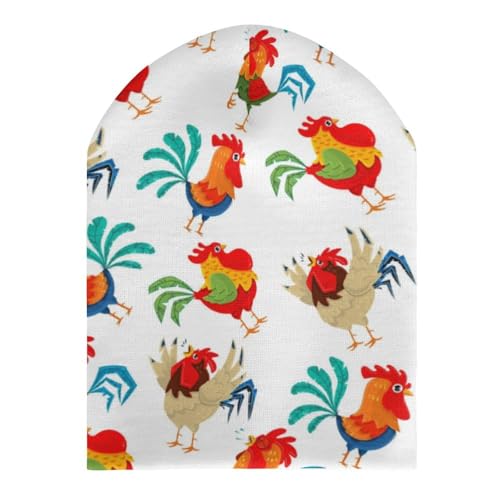 Rooster Pattern Kids Beanie Hat for for Girls Boys Children Cap Winter Knitted Chemo Cancer Headwear Accessories Gifts Decoration Black3