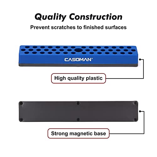 Image of CASOMAN 1 /4 inch Hex Bit Organizer with Magnetic Base - Blue, 43 Hole Bit Organizer with Strong Magnetic Base, Magnetic Bit Organizer for Your Specialty