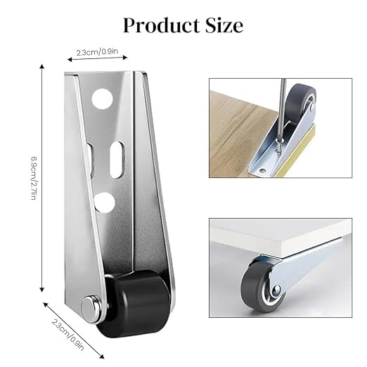 Image of 4Pcs Caster Wheels with 360 Smooth Mobility, Heavy Duty Side Mount Caster Wheels Wooden Door Drooping Support Wheel Sinking Door Bottom Pulley Directional Wheel (2.68 inches)